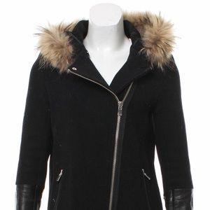 ready for fall! BNWT Sandro Wool/Leather/Fur Coat